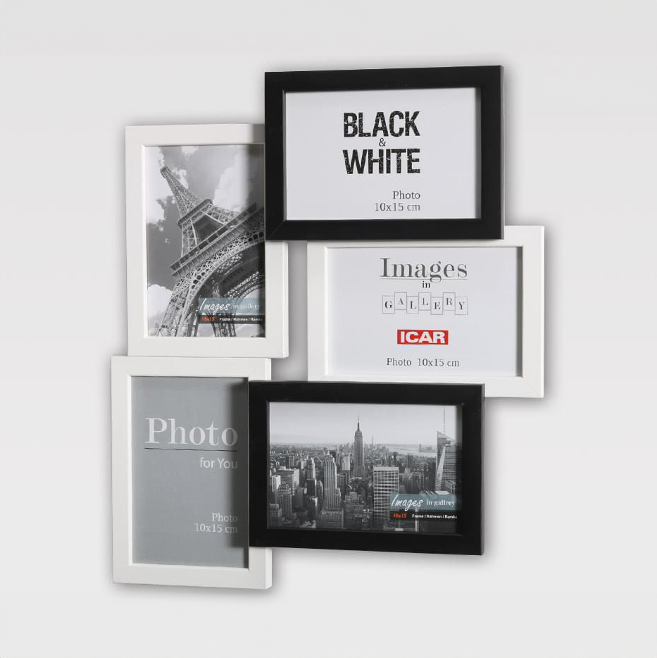 Holzrahmen Galerie MULTI SCHWARZ UND WEISS 52 1,2 schwarz und weiß