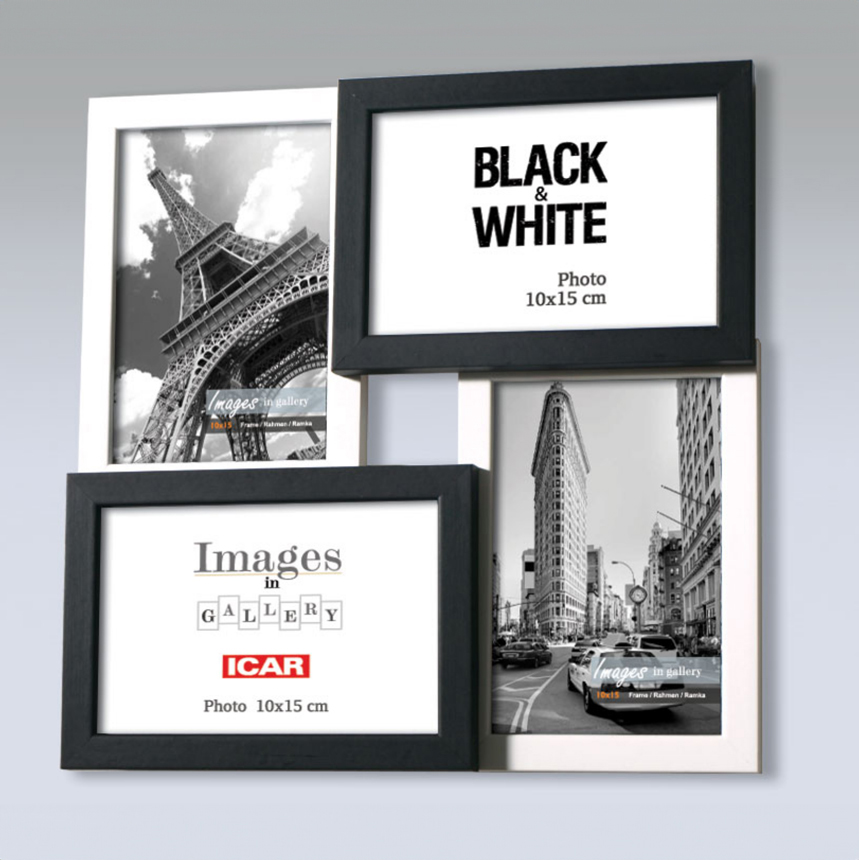 Holzrahmen Galerie MULTI SCHWARZ UND WEISS 41 1,2 schwarz und weiß