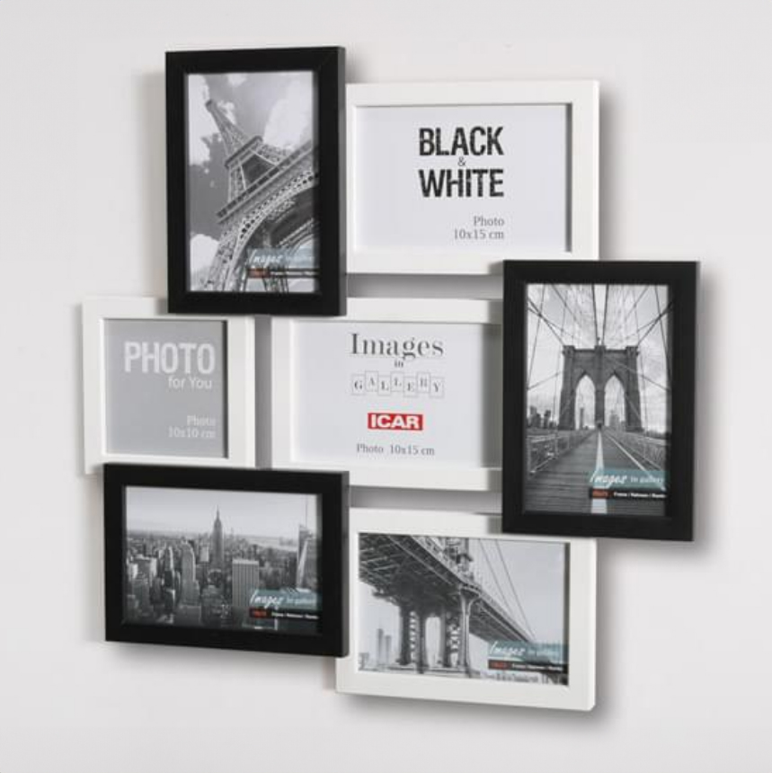 Holzrahmen Galerie MULTI SCHWARZ UND WEISS 72 1,2 schwarz und weiß