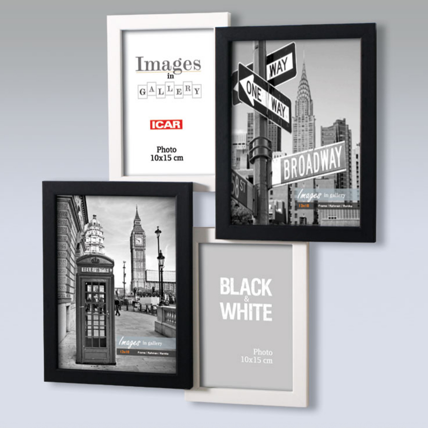 Holzrahmen Galerie MULTI SCHWARZ UND WEISS 42 1,2 schwarz und weiß