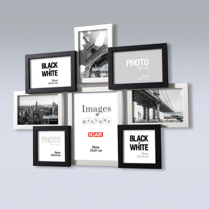 Holzrahmen Galerie MULTI SCHWARZ UND WEISS 81 1,2 schwarz und weiß