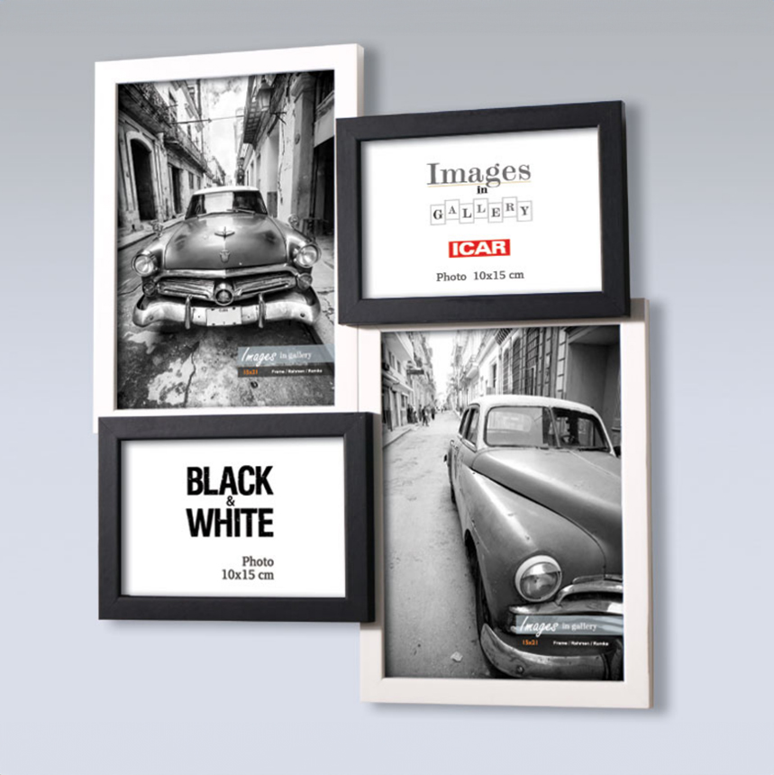 Holzrahmen Galerie MULTI SCHWARZ UND WEISS 44 1,2 schwarz und weiß