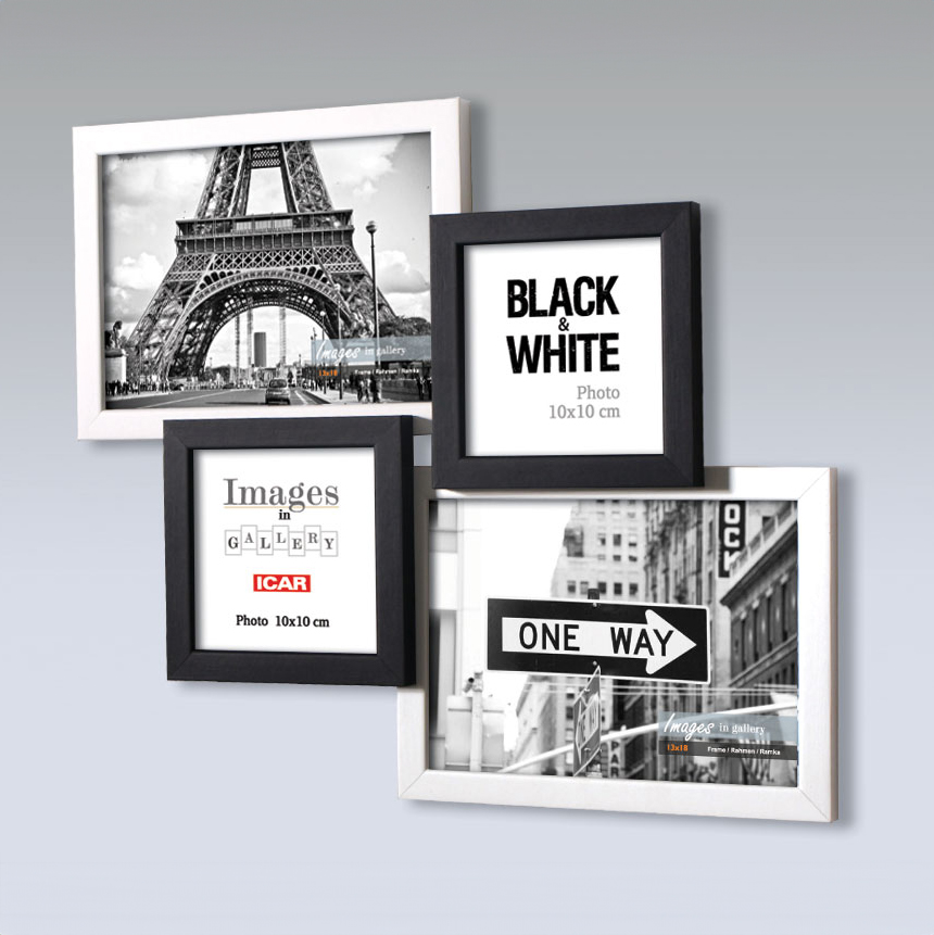 Holzrahmen Galerie MULTI SCHWARZ UND WEISS 43 1,2 schwarz und weiß