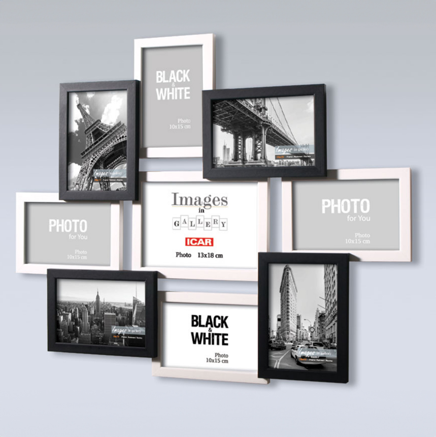 Holzrahmen Galerie MULTI SCHWARZ UND WEISS 91 1,2 schwarz und weiß