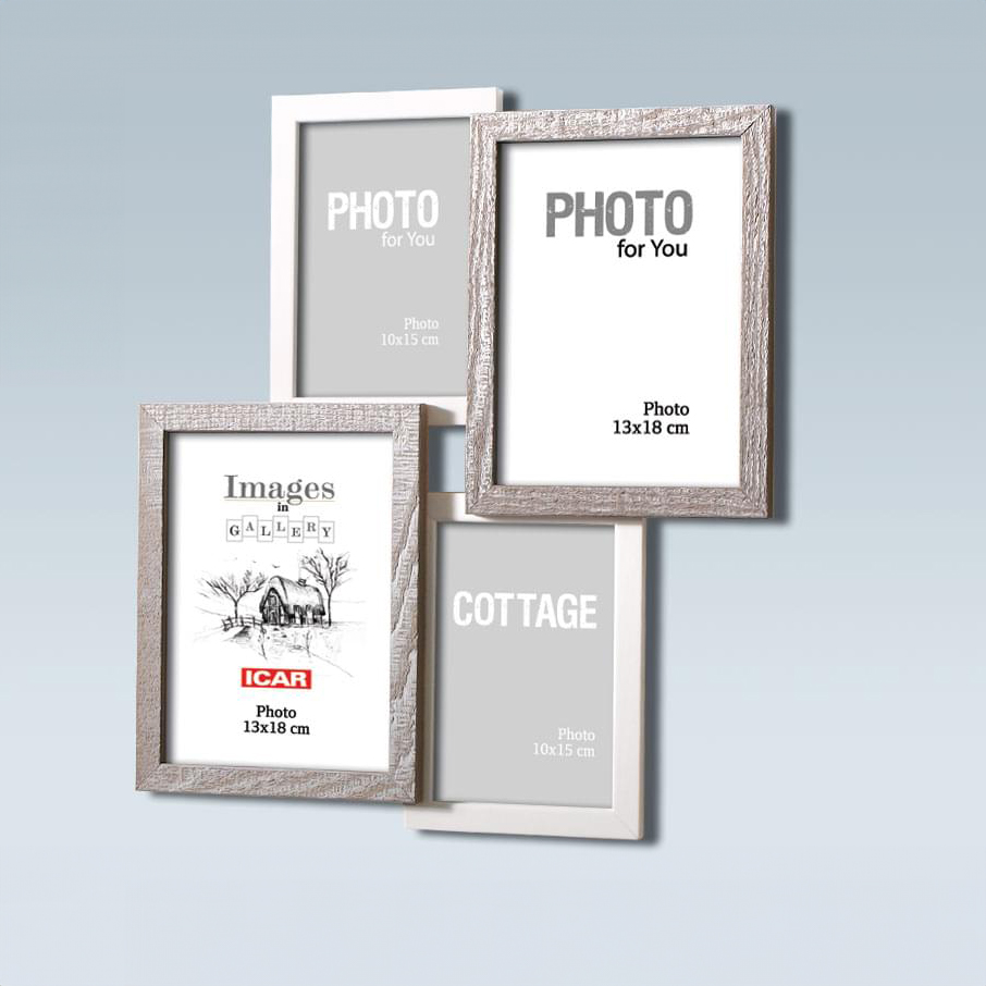 Holzrahmen Galerie MULTI COTTAGE 42 1,04 weiß - beige