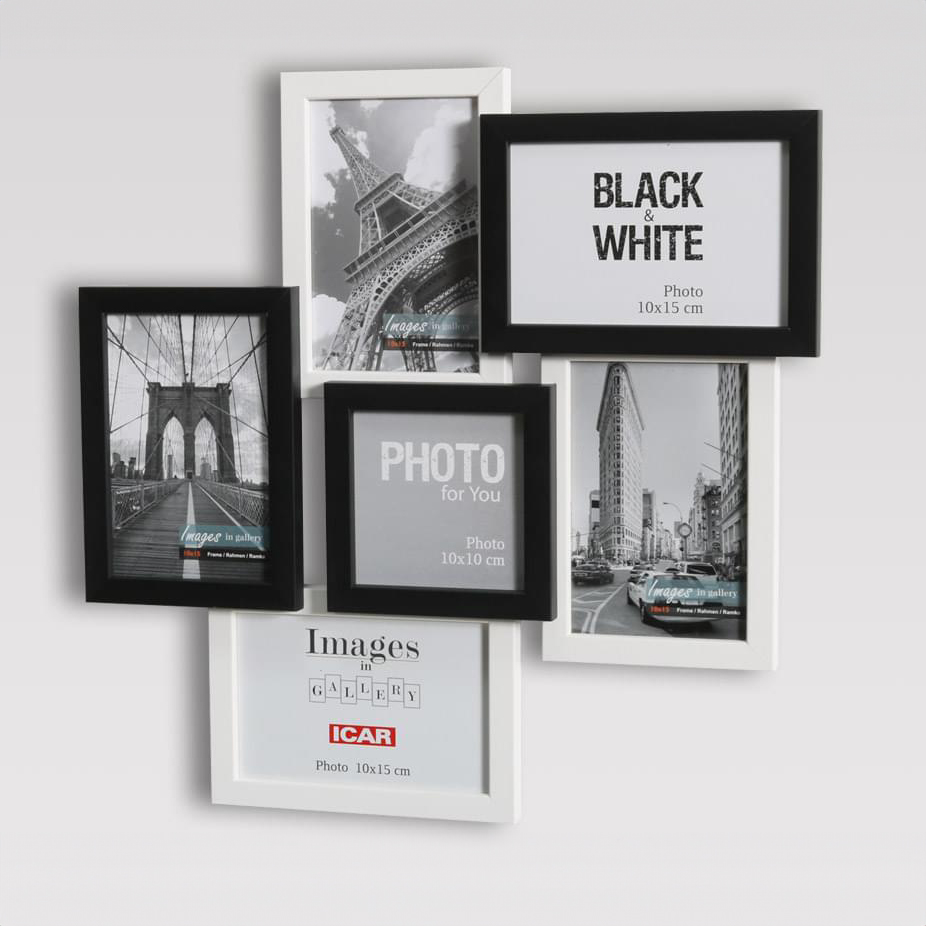 Holzrahmen Galerie MULTI SCHWARZ UND WEISS 61 1,2 schwarz und weiß